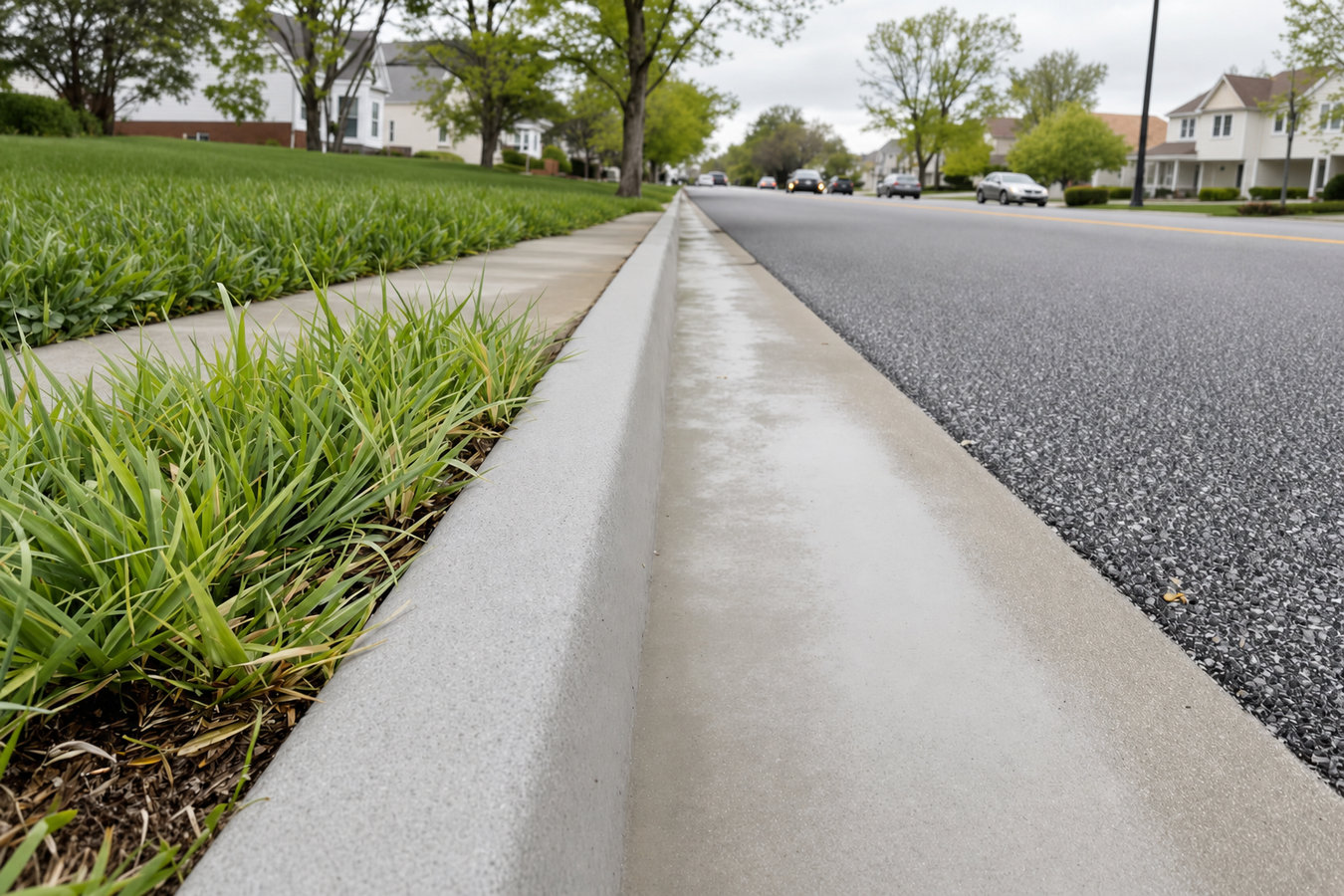 Concrete curbing and sidewalks